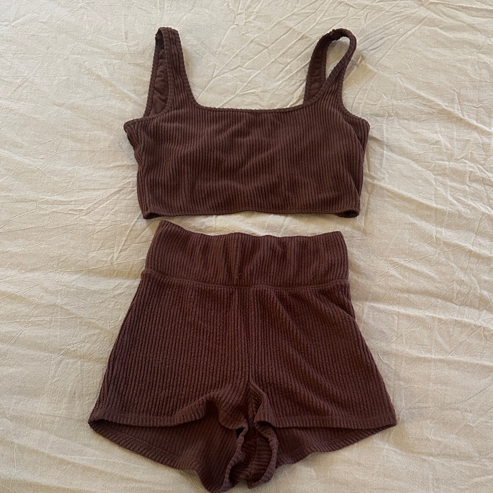 Abercrombie & Fitch Brown Ribbed Two-Piece Set